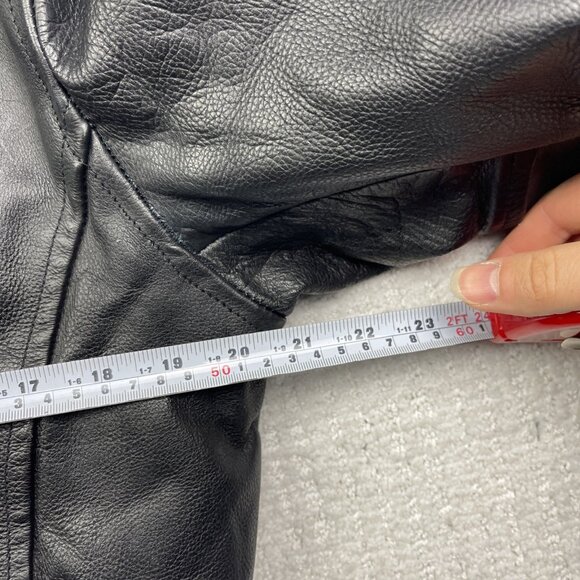 Bullmaster Leather Motorcycle Belted Biker Jacket Café Racer Black Women Sz M - Picture 10 of 16